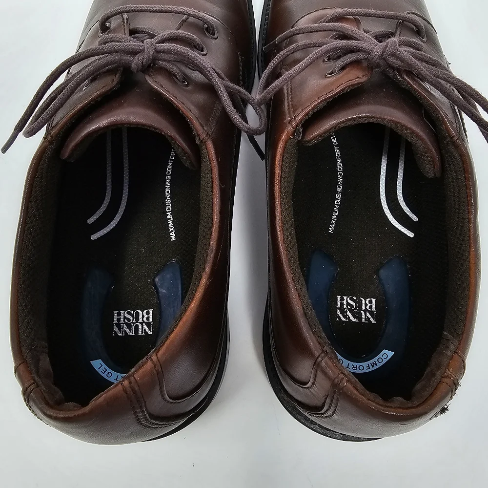 Nunn Bush Denali Waterproof Leather Comfort Shoes Gel Brown Oxfords Size 9.5‎